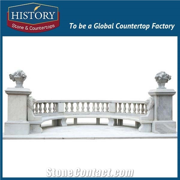 History Stones Classic Usa Style Vogue Cheap Luxury Match Grey Marble with Lion Head Design Chair Top High Outdoor Park Bench