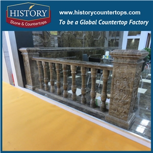 History Stones Commercial Lastest Design Dark Brown Marble Handrail for Sale Luxury Hotel Villa Project Staircase Balusters & Railings