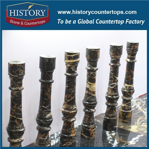 History Stones Commercial Lastest Design Dark Brown Marble Handrail for Sale Luxury Hotel Villa Project Staircase Balusters & Railings