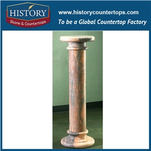 History Stones European Roman Natural Marble Hand Carved Red Marble Column Garden Using Home Balcony Construction Decoration Pillars