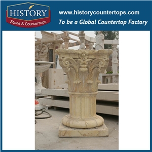 History Stones Exquisite Floral Helicoidal Shaping Roman Style Designs Nature Stone Carving Marble Column for Outdoor Decoration Pillars