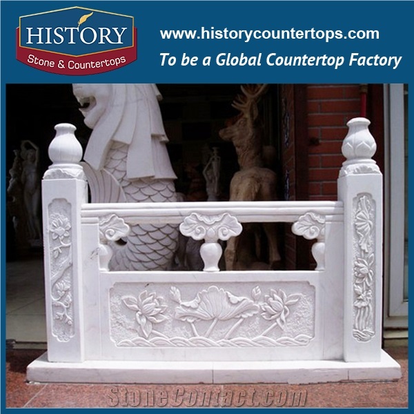 History Stones Exquisite Hand Carving Pure White Marble Stone Balustrades with Dragon Design Garden Landscaping Balusters & Railings