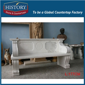 History Stones Fashion and Elegant Design Soild Restaurant High Class Pure Whitel Colour Marble Chair Classical Ornamental Bench