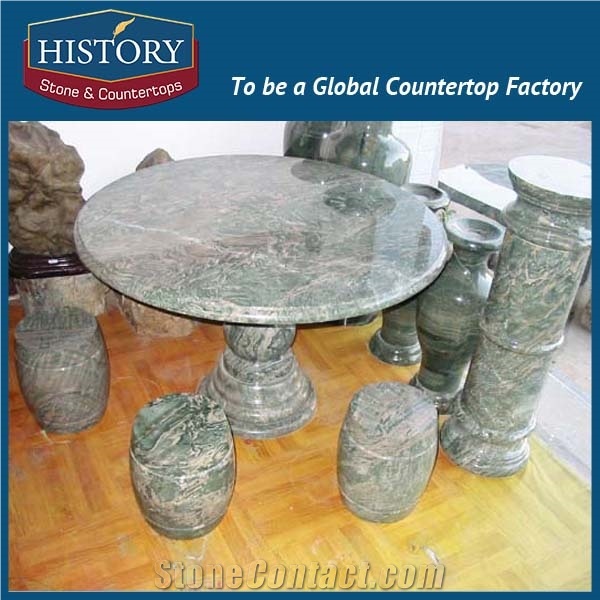 History Stones Fashion Solid Chinese Style Design for Home Use Hotel Luxury Round Grey Granite Coffee Bench & Table