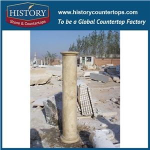History Stones Fashionable High Quality Beige Limestone Roman Column Hotel Interior and External Decoration Architectural Pillars