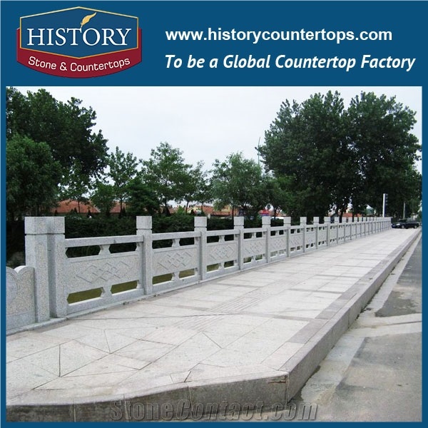 History Stones Floral Engraved Design with Relif Pure White Marble Handrail Old Building Decorative Railing Constructive Balusters & Railings