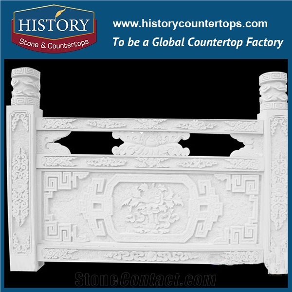 History Stones Hand Carved Natural Solid White Marble Ornamental Exterior Roman Balustrade Modern Garden Decorative Balusters & Railings