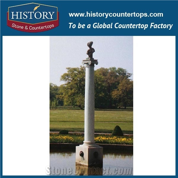 History Stones Hand Carving Grey Marble Roman Columns Outdoor Landscaping Stone Small Size Column Sculptured Pillars