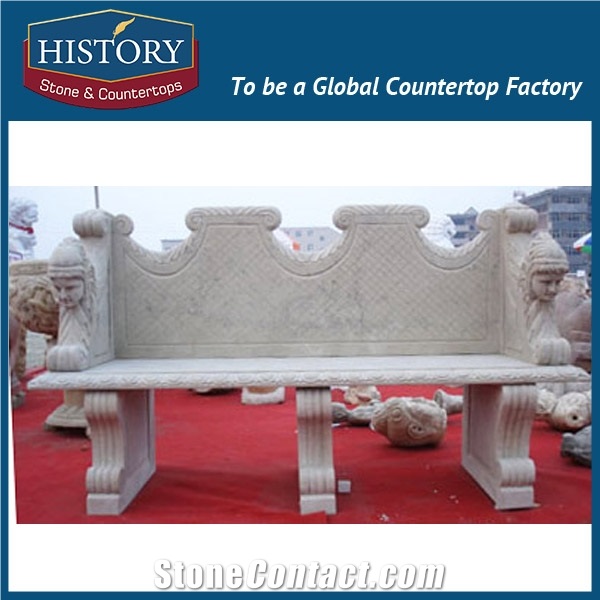 History Stones High Class Brown Colour Marble New Model Classical Floral Carving Designs Chair Popular Garden Ornamental Bench