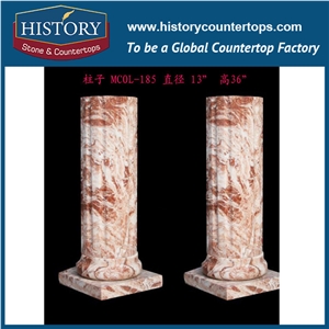 History Stones High Grade Stand Hollow Design Modern Luxury Natural Red White Marble Column Interior House Decoration Pillars
