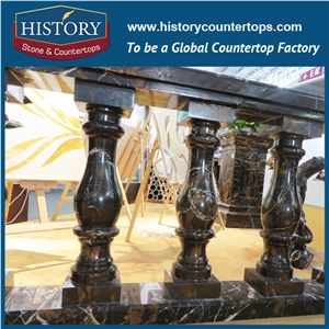 History Stones High Polished Wholesale Dark Brown Marble Balustrade Post Decoration House Indoor Handrail Height Balusters & Railings