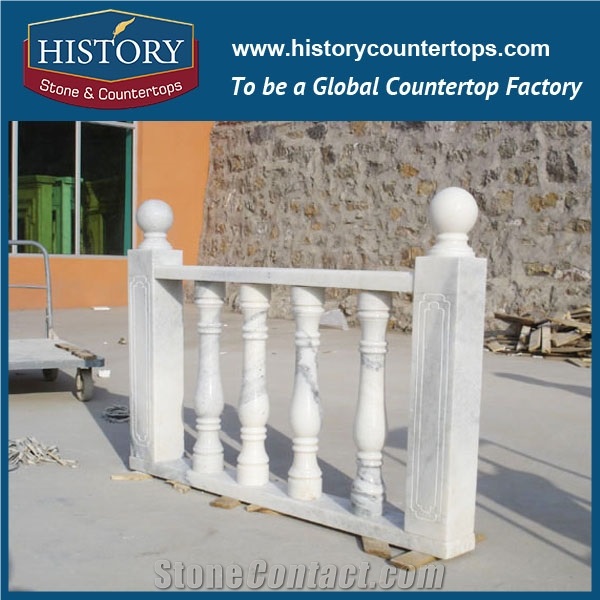 History Stones House Decoration Ornamental Nero Marquina Marble Balustrade for Sale Beautiful Indoor Handrail Balusters & Railings