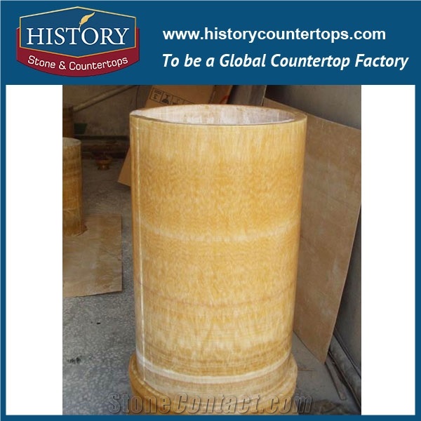 History Stones Natural Hand Carved Light Honey Onyx Columns Standing Hollow Beautiful Decoration Column Constructive Stone Pillars