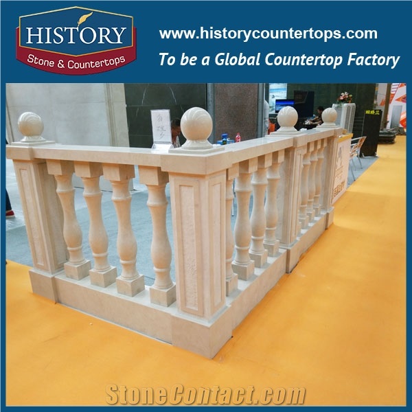 History Stones Natural Marble Deck Handrails Outdoor Hand Stair Railings White Marble Exterior Garden Landscaping Balusters & Railings