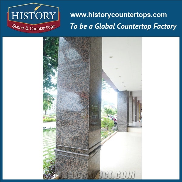 History Stones Natural Stone Tan Brown Ganite Columns Polishing Surface Square Hotel Gate Decoration Exhibition Decorative Pillars