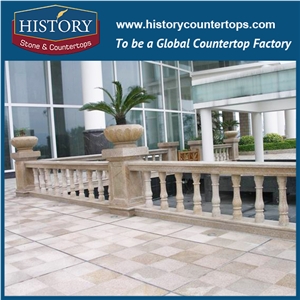 History Stones New Condition Unique Outdoor Stair Railing Design Light Yellow G682 Granite Indoor Stand Mounted Balusters & Railings