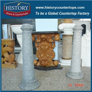 History Stones Oriental Grey Granite G603 Solid Column Decorative Round Statue Design Outdoor Hotel Decoration Gate Designs Pillar