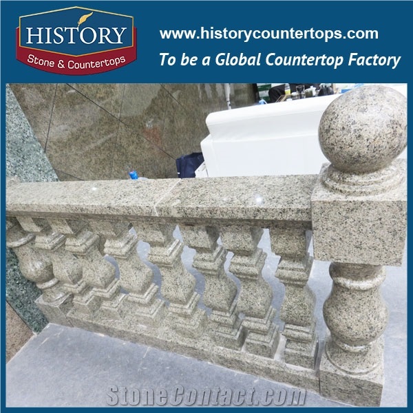 History Stones Popular Design Chinese Decoration Grey Granite Stone Stairs Handrail Straight Balcony Using Balusters & Railings