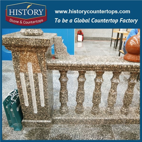 History Stones Popular Design Chinese Decoration Grey Granite Stone Stairs Handrail Straight Balcony Using Balusters & Railings