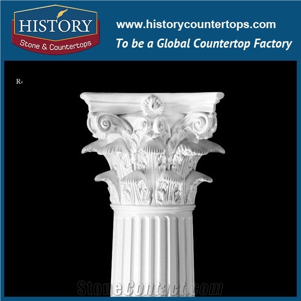 History Stones Professional Design a Grade Quality Marble Column Small Standing Pure White Marble Natural Decorative House Pillars