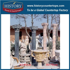 History Stones Professional Exquisite Helicoidal Hand Carving Floral Design a Grade Quality Brown Marble Stone Outdoor Round Sculpture Pillars
