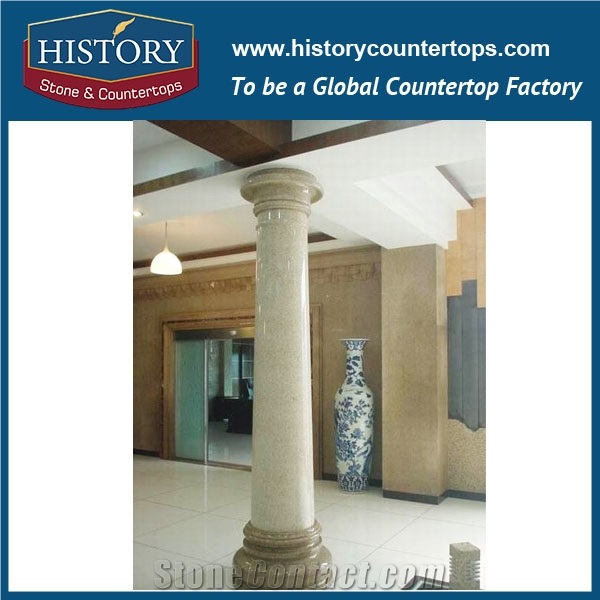 History Stones Smooth Polished Galala Beige Mable Cheap Roman Outdoor Stone Column Design Natural Marble Standard Mold Guide Pillars