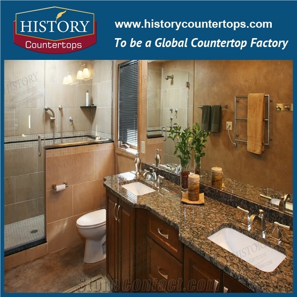 Historystone Brown Granite Vanity Top/High Polished Brown Granite Tops/ Bathroom Solid Surface/ Custom Vanity Tops