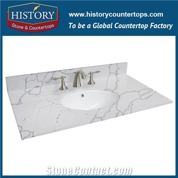 Historystone Calacatta Borghini Man Made Marble Tile and Slab Quartz Stone with Polished and Smoothed Surface for Kitchen Countertops or Bench Tops