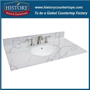 Historystone Calacatta Borghini Man Made Marble Tile and Slab Quartz Stone with Polished and Smoothed Surface for Kitchen Countertops or Bench Tops