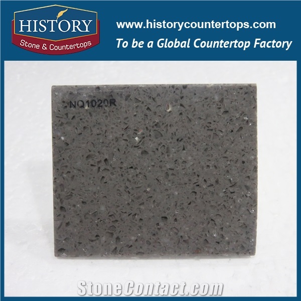 Historystone Charcoal Gray Cut-To-Size with High Polish Surface Crystal Tile and Slab Quartz Stone for Kitchen Countertops or Worktops.