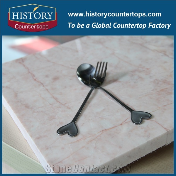 Historystone China New Technology Natural Rose Milk Stone Slabs 3mm Thin Lightweight Marble Tile for Decoration,Polished Pink Color.