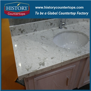 Historystone China White Stone Engineered Stone Quartz Kitchen Countertops, Custom Countertop and Woktops for Sale