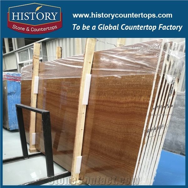 Historystone China Wooden Yellow Good Quality Gold Emperor Wood Grain Factory Directly Supplying Marble,Usually Polished Surface Finshed.