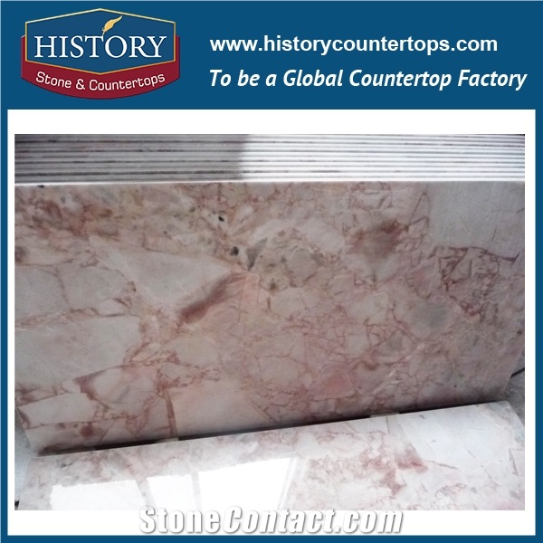 Historystone Chinese Wholesale White Rose Milk Marble Red Vein Tiles,Application Bathroom/Hotel/Park for Indoor and Outdoor Decoration.