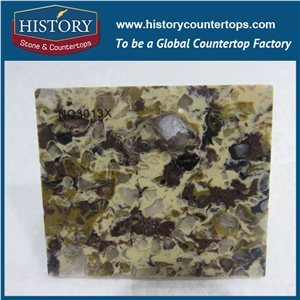 Historystone Fossil Brown with Polishing Surface Man Made Multi-Color Granite Tile and Slab Quartz Stone for Kitchen Worktops.