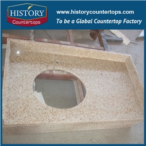 Historystone G682 Yellow Granite Countertop with Drilling Hole for Bathroom, Polished Solid Surface
