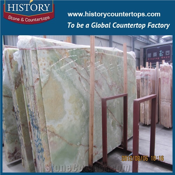 Historystone Green Onyx Tiles and Slabs,Onyx Wall/Floor Covering for Home Decoration in French Pattern