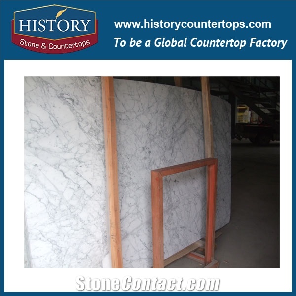 Historystone Imported Customised Sizes Polished Surface Snow White Marble,Stone Slabs for Internal & External Decoration and Construction.