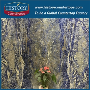 Historystone Imported Good Look Bookmatched Polished Slab Bolivia's Blue Granite Stone for Internal and External Decoration and Construction.