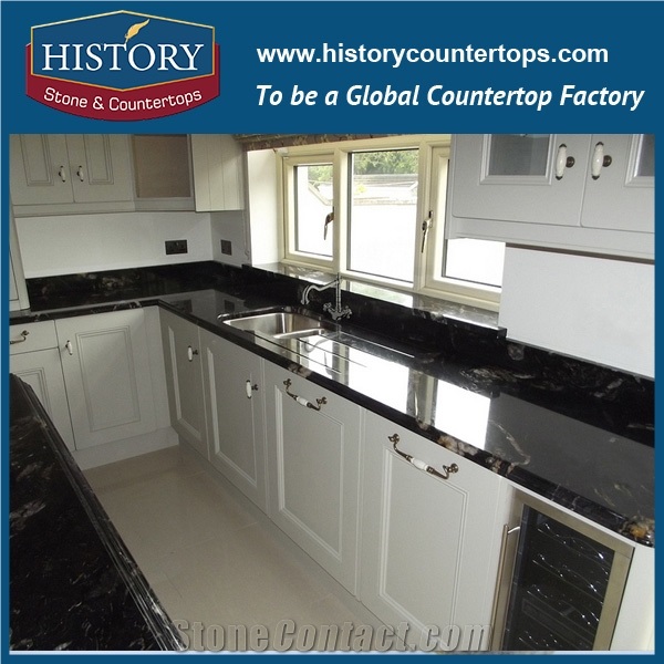 Historystone Imported Natural Cosmic Black Granite Tiles & Slabs Polished Polished Surface Finishing and Cheap Stone,Interior & Exterior Decoration.