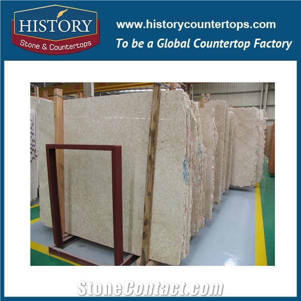 Historystone Imported Paris Beige Country 10mm Thick or Custom Natural Stone Polished Marble Wall and Floor Tiles & Slabs,Cut to Size.