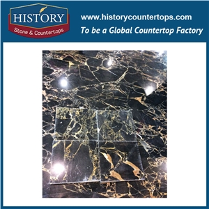 Historystone Imported Polishing Athens Gold Flower Marble Black and with Competitive Price & High Quality for Flooring Tiles and Walling.