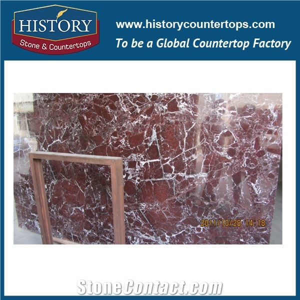 Historystone Imported Turkish Rosso Levanto Natural Purple Marble,Direct Factory Quarry Supply White Line Vein Stone Slabs for Floor Tiles.