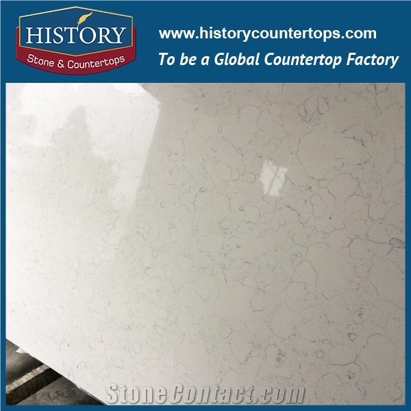 Historystone in Cararra White Cut-To-Size with High Polish Surface Imitation Marble Tile and Slab Quartz Stone for Flooring or Walling.