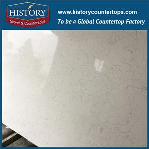 Historystone in Cararra White Cut-To-Size with High Polish Surface Imitation Marble Tile and Slab Quartz Stone for Flooring or Walling.