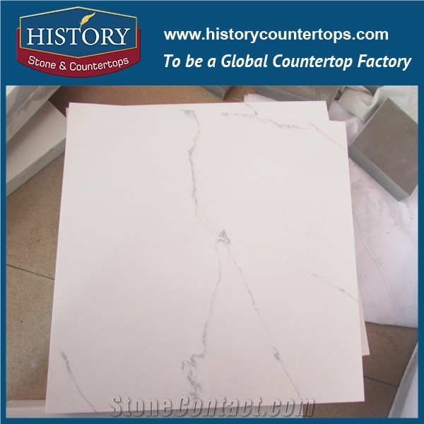 Historystone in Cararra White Cut-To-Size with Smooth and Polish Surface Imitation Marble Tile and Slab Quartz Stone for Flooring or Walling