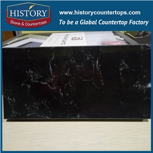Historystone in Piatra Grey with Polished and Smoothed Surface Imitation Marble Tile and Slab Quartz Stone for Kitchen Countertops or Bench Tops.