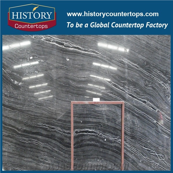Historystone Most Favorable Wooden Black Vein Marble with High Performance,Natural Stone Big Slabs for Home Decoration and Hotel Hall.
