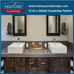 Historystone Motar Grey Quartz Countertops with 2+2 Edge Processing, Kitchen Bar Top/Kitchen Worktops/ Kitchen Countertops/Custom Countertops