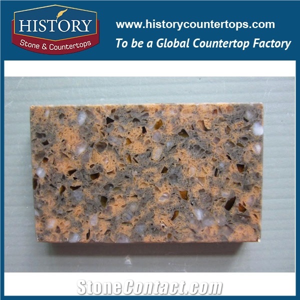 Historystone Multi-Color Surface in Diamond Brown Colorful Granite Tile and Slab Quartz Stone for Kitchen Countertops or Desk Tops.